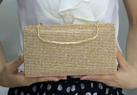 Bolso De Mano De Noche Con Diamantes De Imitación Cuero PU Cierre De Anillo Boda Formal Fiesta Mujeres Cadena Extraíble