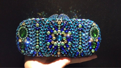 Abend Clutch Tasche Strass Kristall Metallrahmen Hochzeit Party Luxus Blumenmuster Mit Kettenriemen