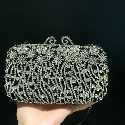 Borsa Da Sera Con Strass Cristallo Intagliato Lusso Festa Matrimonio Pochette Donna Metallo Elegante Formale