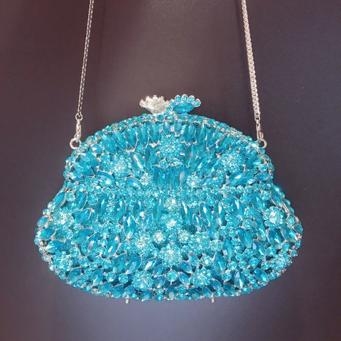 Sac De Soirée Pochette Luxe Strass Cristal Métal Coque Rigide Banquet Fête Mariage Sac À Main Pailleté Chaîne