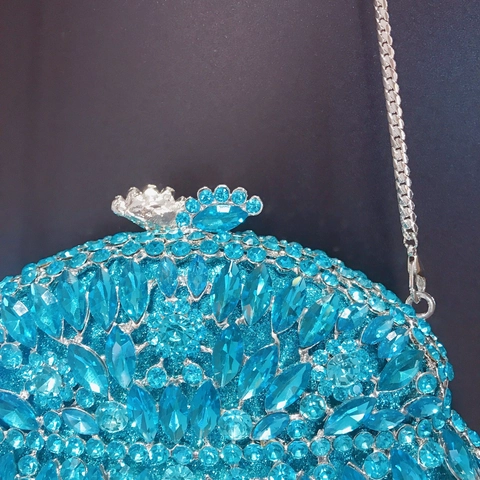 Sac De Soirée Pochette Luxe Strass Cristal Métal Coque Rigide Banquet Fête Mariage Sac À Main Pailleté Chaîne