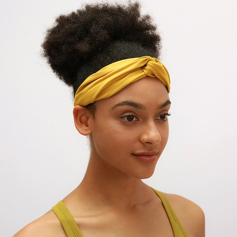 Women Sports Headband Twist Knot Elastic Wide Hair Band For Yoga Running Fitness Workout Nonslip Sweat Absorbent Solid Color