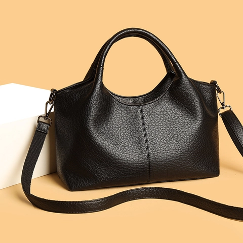 Handbag Litchi Texture PU Leather Tote Bag Capacity Two Way With Detachable Shoulder Strap Vintage Urban Style Women Daily