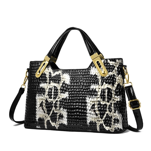 Borsa A Mano Vintage Lucida Motivo Coccodrillo Pelle PU Grande Capacità Manico Superiore Borsa A Tracolla Per Donna