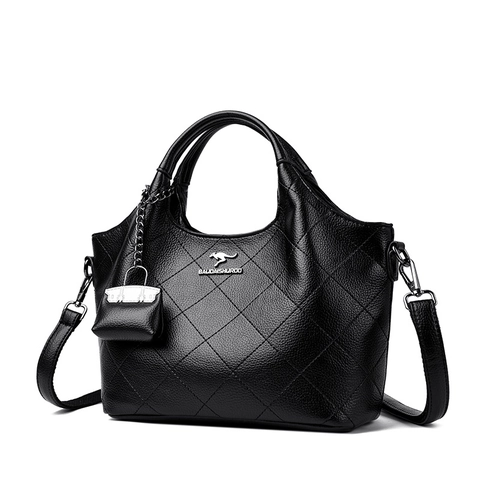 Damen Gesteppte PU Leder Handtasche Retro Lychee Textur Schulter Umhängetasche Eimer Tasche Mit Mini Anhänger Tasche