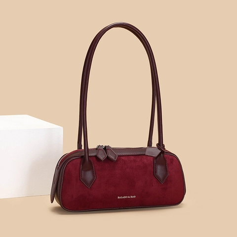 Retro Suède Leer Patchwork Oksel Schoudertas Vintage Minimalistische Handtas Voor Dames Grote Capaciteit