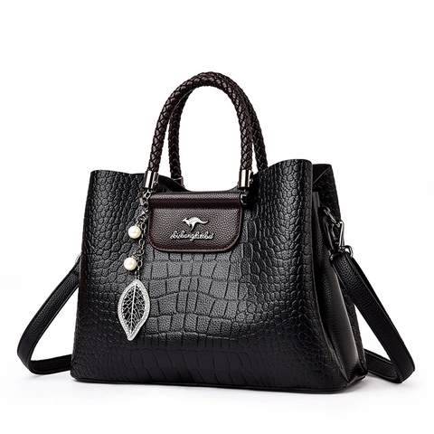 Borsa A Mano In Pelle PU Con Stampa Coccodrillo Da Donna Con Manici Intrecciati Grande Capacità Borsa A Tracolla Moda Coreana