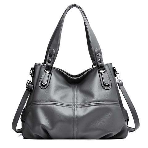 Large Capacity Women Tote Bag PU Leather Litchi Grain Cross Stitching Retro Minimalist Shoulder Handbag With Strap