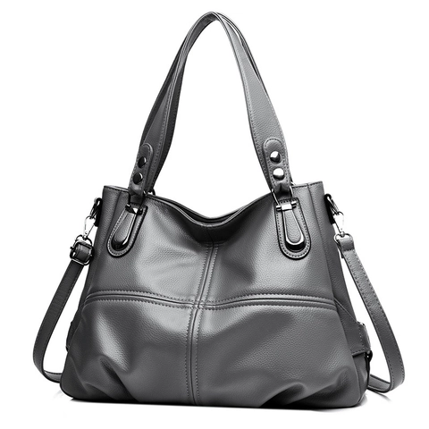 Large Capacity Women Tote Bag PU Leather Litchi Grain Cross Stitching Retro Minimalist Shoulder Handbag With Strap