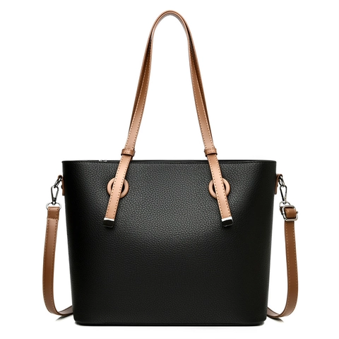 Bolso Tote De Mujer En Cuero PU Con Textura De Guijarros Gran Capacidad Bolso De Mano Color En Contraste