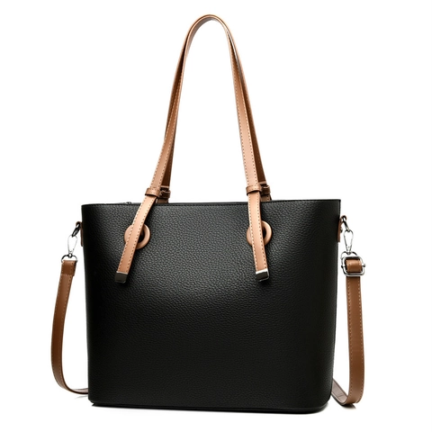 Bolso Tote De Mujer En Cuero PU Con Textura De Guijarros Gran Capacidad Bolso De Mano Color En Contraste