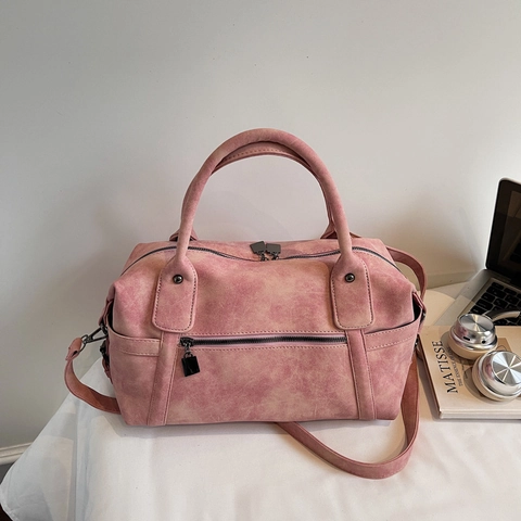 Bolso Boston Vintage Para Mujer Gran Capacidad Cuero PU Mate Bolso De Mano Con Correa Ajustable Retro Tote Diario