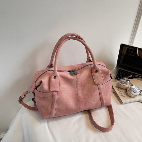 Bolso Boston Vintage Para Mujer Gran Capacidad Cuero PU Mate Bolso De Mano Con Correa Ajustable Retro Tote Diario