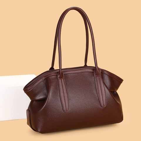 Women Tote Bag Lychee Pattern PU Leather Large Capacity Simple Commute Shoulder Handbag Retro Style