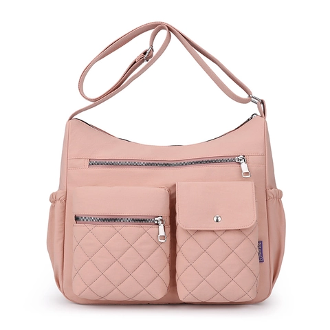 Borsa A Tracolla In Nylon Grande Capacità Tasche Multiple Resistente All'acqua Borsa A Spalla Trapuntata Diamante Per Donna Viaggio Casual