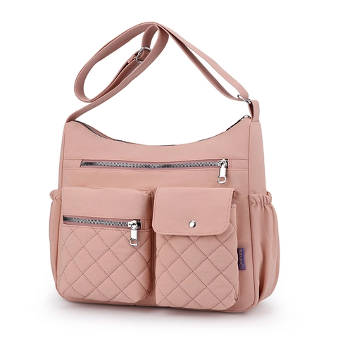 Borsa A Tracolla In Nylon Grande Capacità Tasche Multiple Resistente All'acqua Borsa A Spalla Trapuntata Diamante Per Donna Viaggio Casual