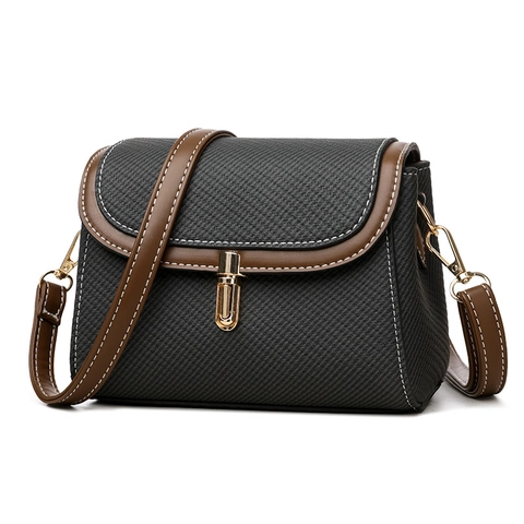 Women Retro Crossbody Bag Small Square Shoulder Bag Contrast Color PU Leather Fabric Stitching Flap Purse Vintage Elegant Handbag