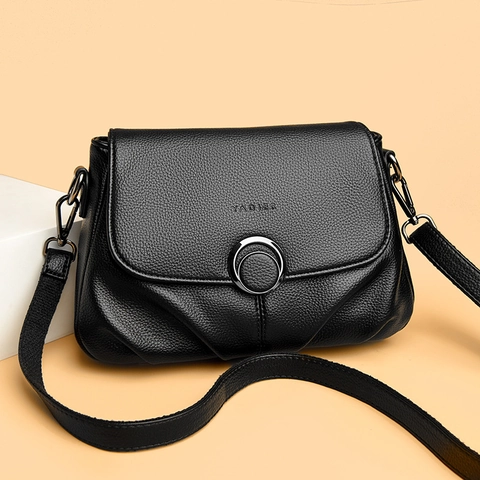 Borsa A Tracolla Donna Grande Capacità Grana Di Litchi Pelle PU Patta Borsa A Spalla Decoro Anello Metallo Versatile