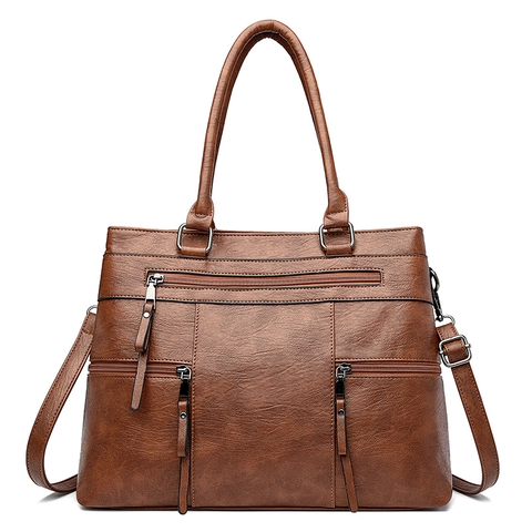 Borsa A Mano Tote Vintage Da Donna In Pelle PU Trama Litchi Tasche Multiple Con Cerniera Borsa A Tracolla Con Cinturino Regolabile