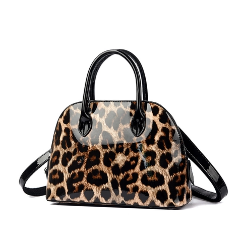 Sac à Main Rétro Coquille pour Femmes Motif Crocodile Imprimé Léopard en Cuir PU à Poignée Supérieure Sac Bandoulière Mode