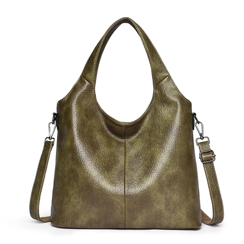 Women Shoulder Bag Large Capacity PU Leather Lychee Grain Retro Tote Handbag For Daily Commuting Casual Adjustable Strap