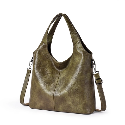 Women Shoulder Bag Large Capacity PU Leather Lychee Grain Retro Tote Handbag For Daily Commuting Casual Adjustable Strap