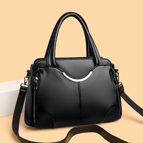 Women Handbag Pebbled PU Leather Large Capacity Crossbody Shoulder Bag For Daily Commuting Minimalist Double Handle