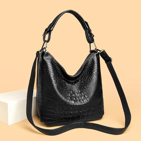 Sac À Bandoulière Motif Crocodile Cuir PU Grande Capacité Sac À Main Hobo Pour Femme Tote Avec Sangle Réglable