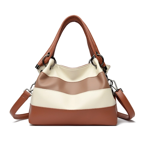 Sac À Épaule Pour Femmes Color Block Texture Lychee Cuir PU Grande Capacité Poignée Supérieure Bandoulière Amovible Casual
