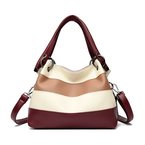 Sac À Épaule Pour Femmes Color Block Texture Lychee Cuir PU Grande Capacité Poignée Supérieure Bandoulière Amovible Casual
