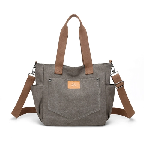 Borsa Tote In Tela Multitasche Grande Capacità Casual Borsa A Tracolla Stile Giapponese Per Donna