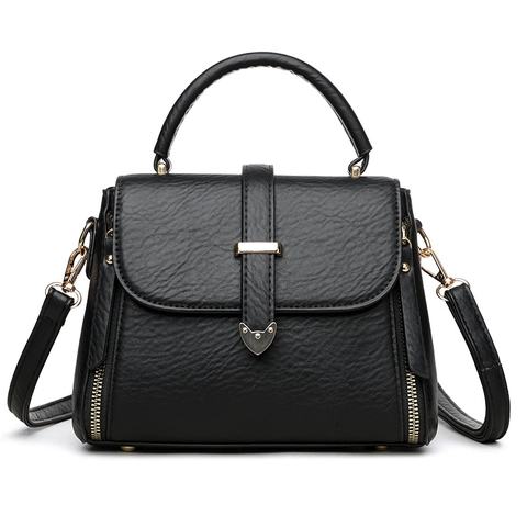 Vintage Litchi Grain PU Leather Handbag With Golden Heart Lock Elegant Commuter Shoulder Crossbody Bag For Women Trendy