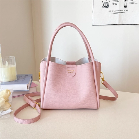Damen Eimer Handtasche Aus PU Leder Mit Litchi Narbung Modische Minimalistische Schultertasche Mit Goldener Hardware Alltagstasche