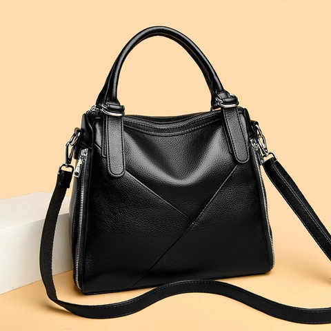 Women Handbag Lychee Texture PU Leather Large Capacity Top Handle Bag With Detachable Strap Fashion Daily Commute