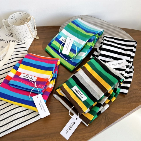 Gestreepte Gebreide Armmouwen Zachte Zonbescherming Armwarmer Rijden Fietsen Decoratieve Accessoire Dames Heren
