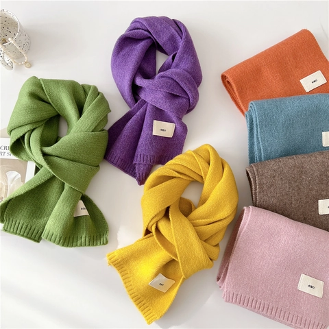 Sciarpa In Maglia Tinta Unita Da Donna Invernale Spessa Calda Scaldacollo Stile Coreano Poliestere Morbido Comodo Versatile