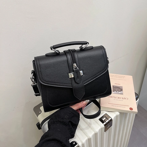 Bolso De Mano Para Mujer De Cuero PU Textura Lichi Bolso De Hombro Con Asa Superior Estilo Minimalista Simple