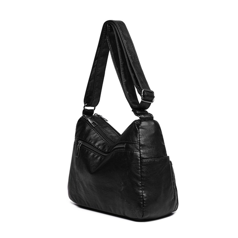 Women Multi-Pocket Crossbody Bag Soft PU Leather Vintage Shoulder Messenger Handbag For Casual Daily Use Functional