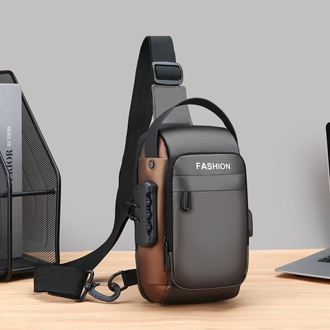 Bolso de Pecho Anti-Robo para Hombre Puerto de Carga USB Impermeable Oxford Bolso Bandolera Gran Capacidad Moda Casual Hombre