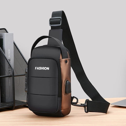 Borsa Da Petto Da Uomo Antifurto Impermeabile PU Monospalla Zaino Con Porta Di Ricarica USB E Lucchetto A Combinazione