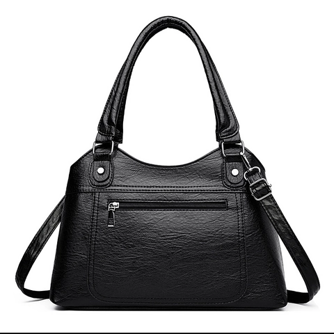 Women Tote Bag PU Leather Large Capacity Shoulder Handbag Retro Casual Simple Solid Color Office Commute