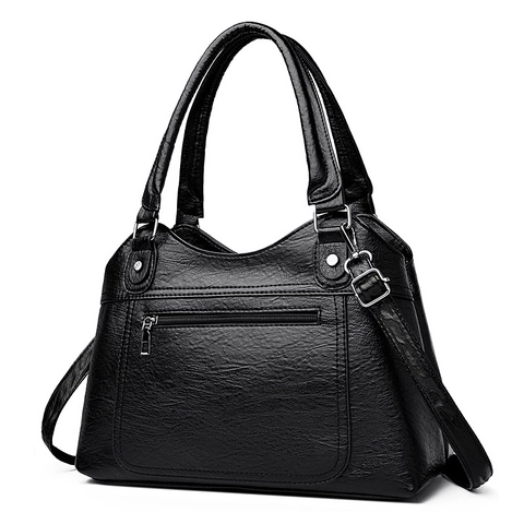 Grand Sac À Bandoulière Pour Femmes En Cuir PU Grainé Style Urbain Sac À Main Décontracté Avec Poche Zippée Avant