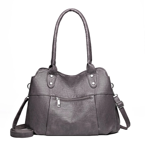 Women Shoulder Bag Large Capacity PU Leather Retro Soft Tote Handbag Crossbody All Match Casual Daily Purse