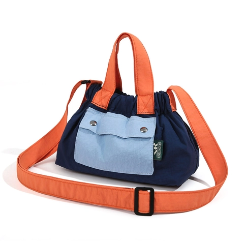 Borsa A Tracolla In Nylon Colorblock Da Donna Impermeabile Con Coulisse Borsa A Mano Colore A Contrasto Viaggio Leggera