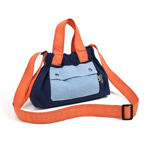 Borsa A Tracolla In Nylon Colorblock Da Donna Impermeabile Con Coulisse Borsa A Mano Colore A Contrasto Viaggio Leggera