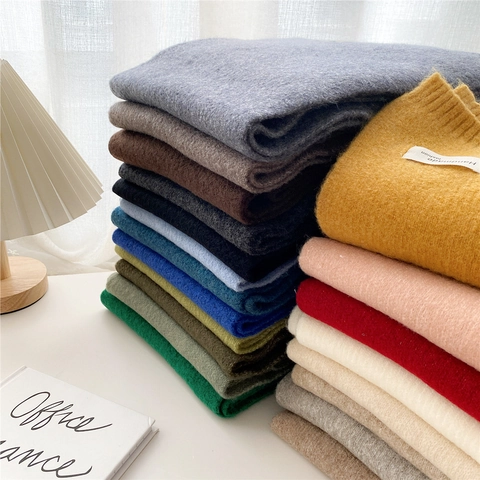 Sciarpa Lunga In Maglia Invernale Tinta Unita Calda Morbida Poliestere Scaldacollo Donna Uomo Versatile Chic Stile Fatto A Mano Elegante All'aperto
