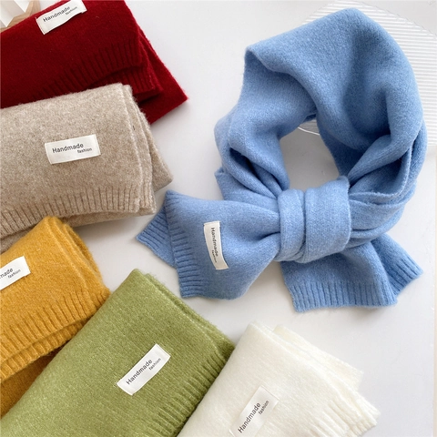Sciarpa Lunga In Maglia Invernale Tinta Unita Calda Morbida Poliestere Scaldacollo Donna Uomo Versatile Chic Stile Fatto A Mano Elegante All'aperto