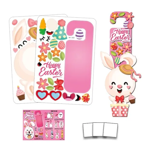 Pâques Dessin Animé Lapin Mouton Poussin Œuf DIY Ensemble de Suspension de Porte Décoration Murale de Fête Ornements Suspendus