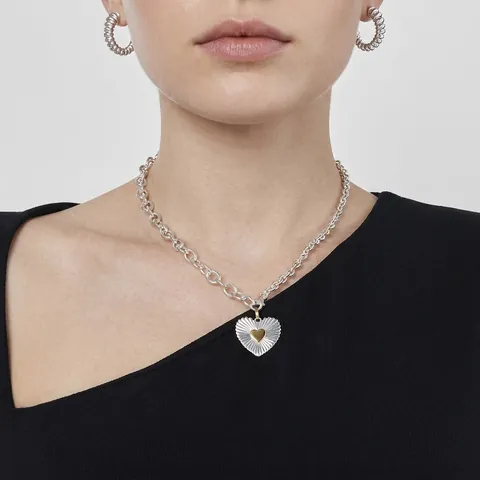 Collar Con Colgante De Corazón Acero Inoxidable Plata Oro Impermeable Hipoalergénico Joyería Chic Para Mujer
