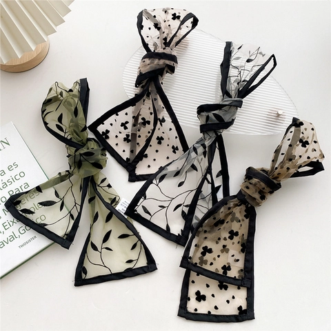 Sciarpa Di Raso Lunga E Stretta In Stile Francese Da Donna Fascia Per Capelli In Mesh Leggero Organza Nastro Decorativo Per Borsa